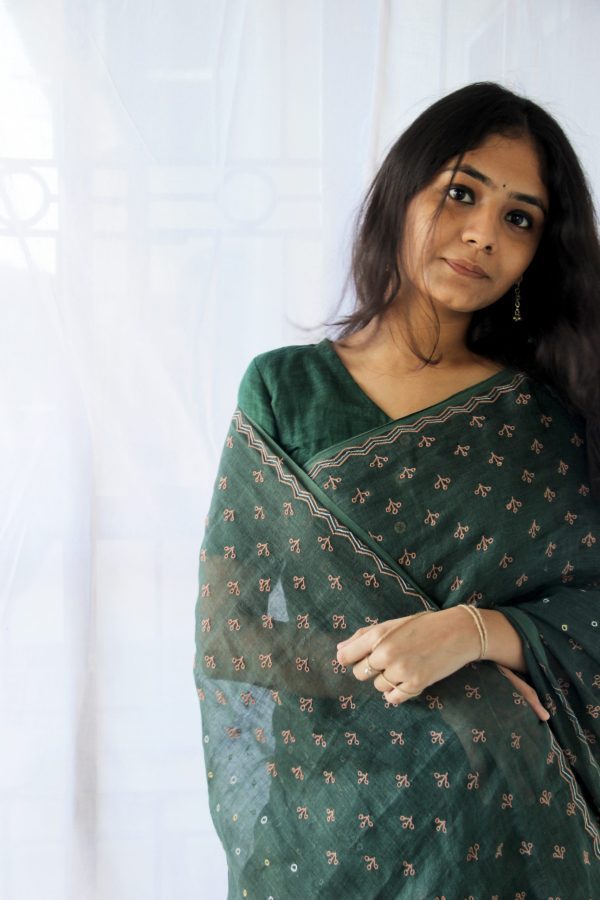 embroidered linen sarees