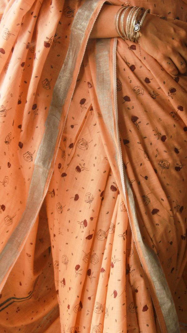 Coral Blush Sari (Cotton) - Image 3