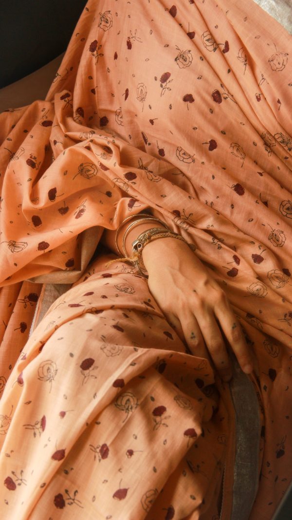 Coral Blush Sari (Cotton) - Image 2
