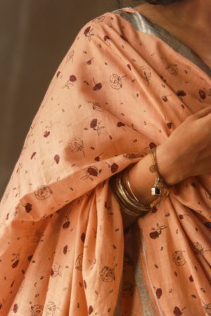 Coral Blush Sari (Cotton)