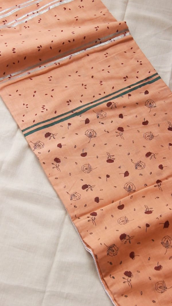 Coral Blush Sari (Cotton) - Image 4