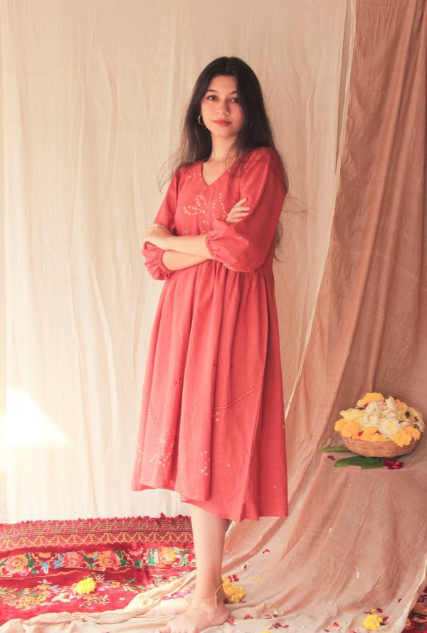 brown khadi dress