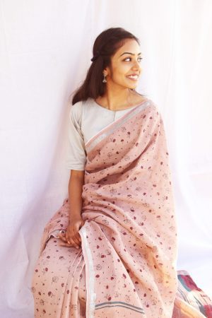 coral blush sari