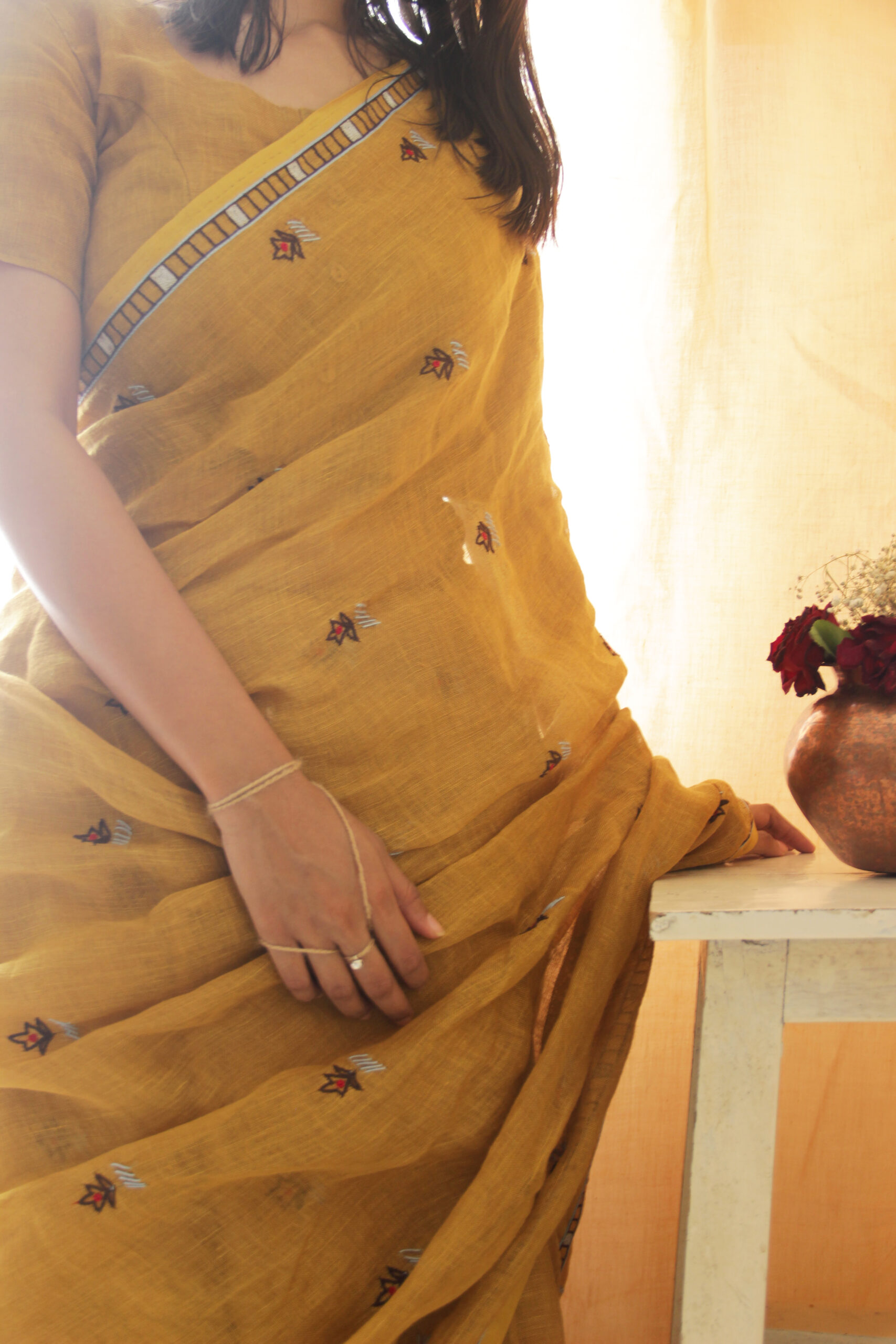 Mustard Yellow Sari - Image 3