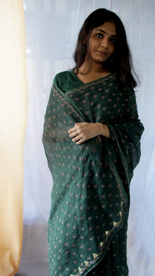 Forest Green Sari - Image 4