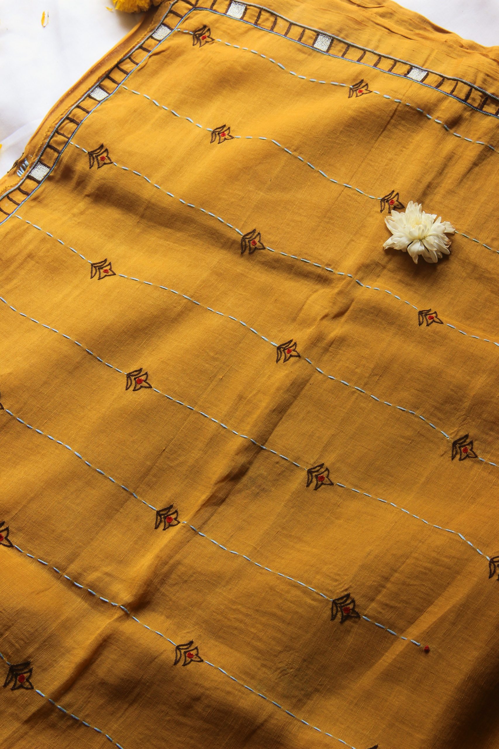 Mustard Yellow Sari - Image 2
