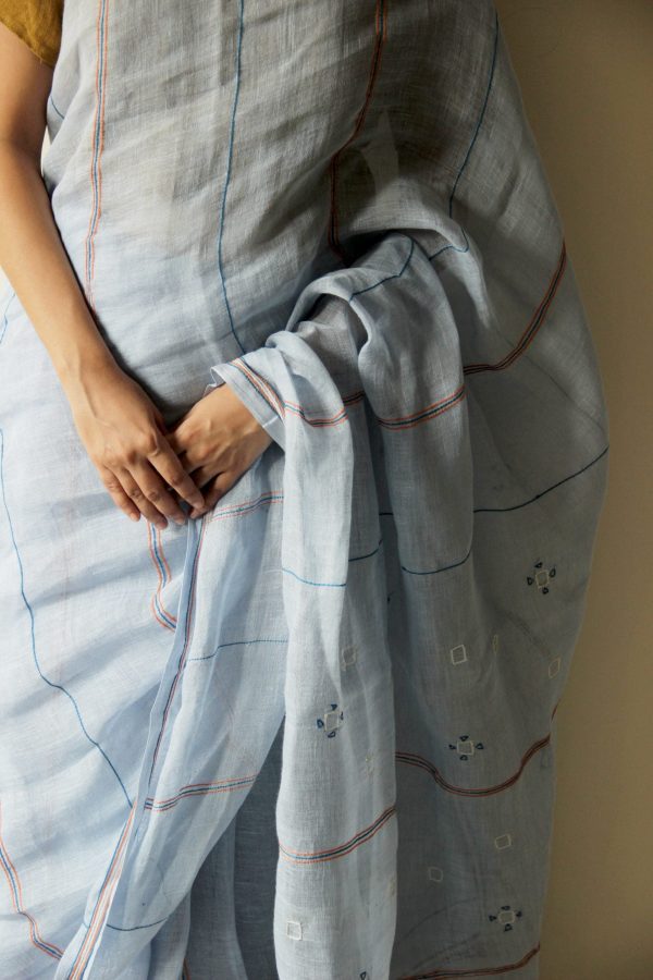 Sky Blue Sari - Image 3