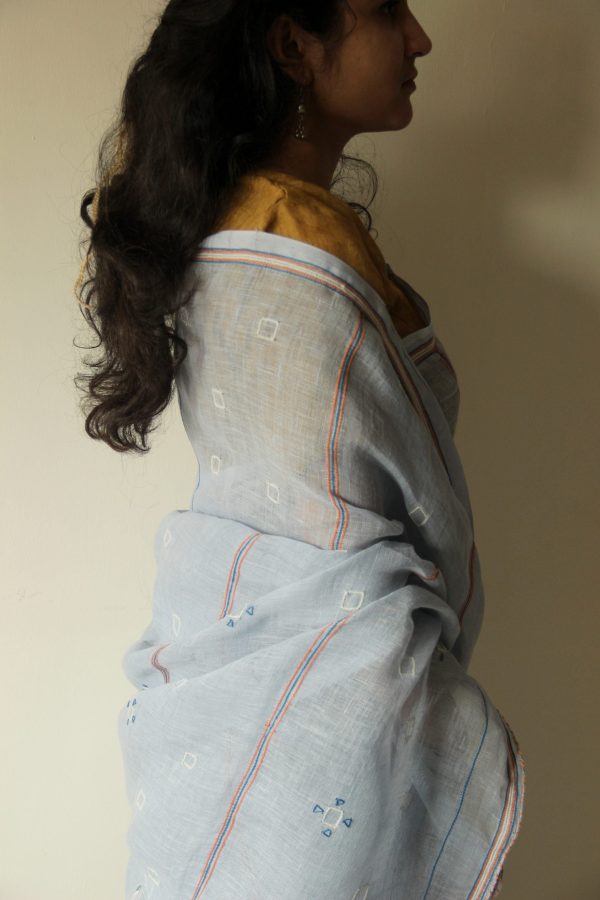 Sky Blue Sari - Image 2