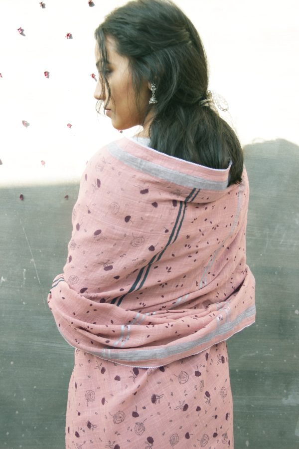 Coral Blush Sari (Cotton) - Image 4
