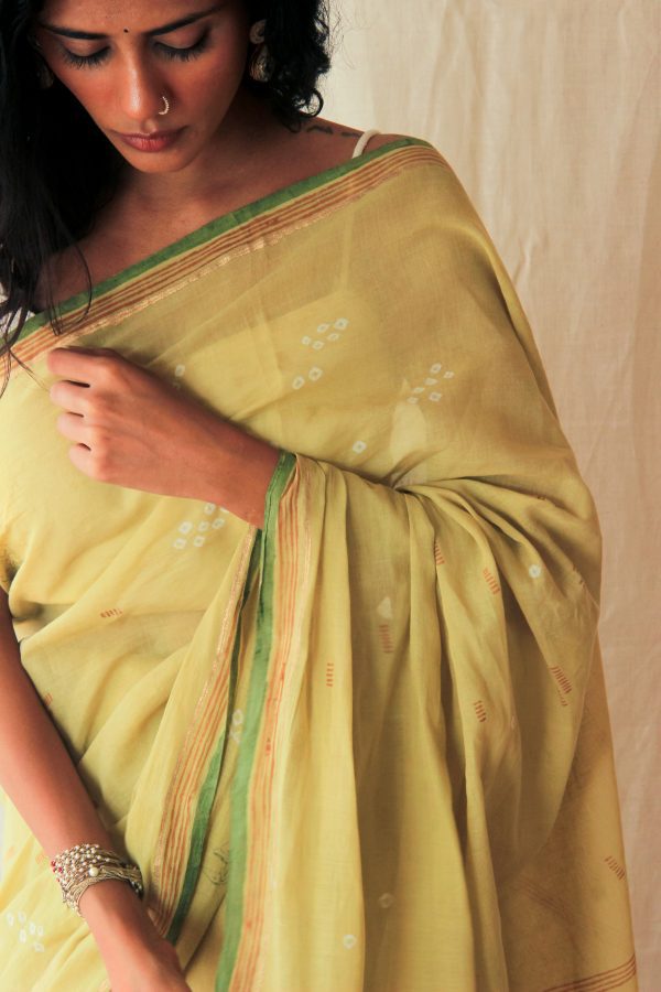 green bandhej saree