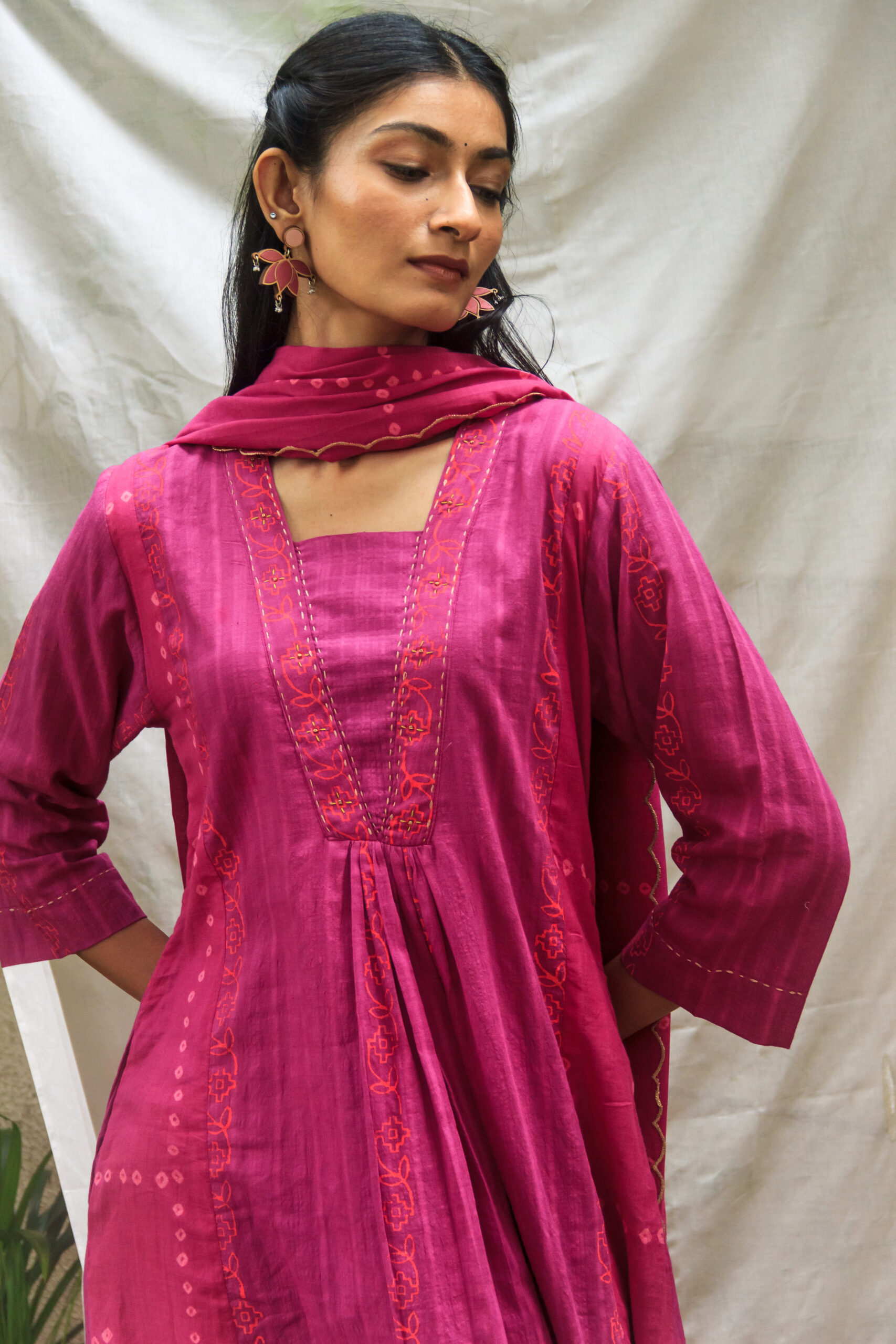 Purple Glow A-line Cotton Kurta Set