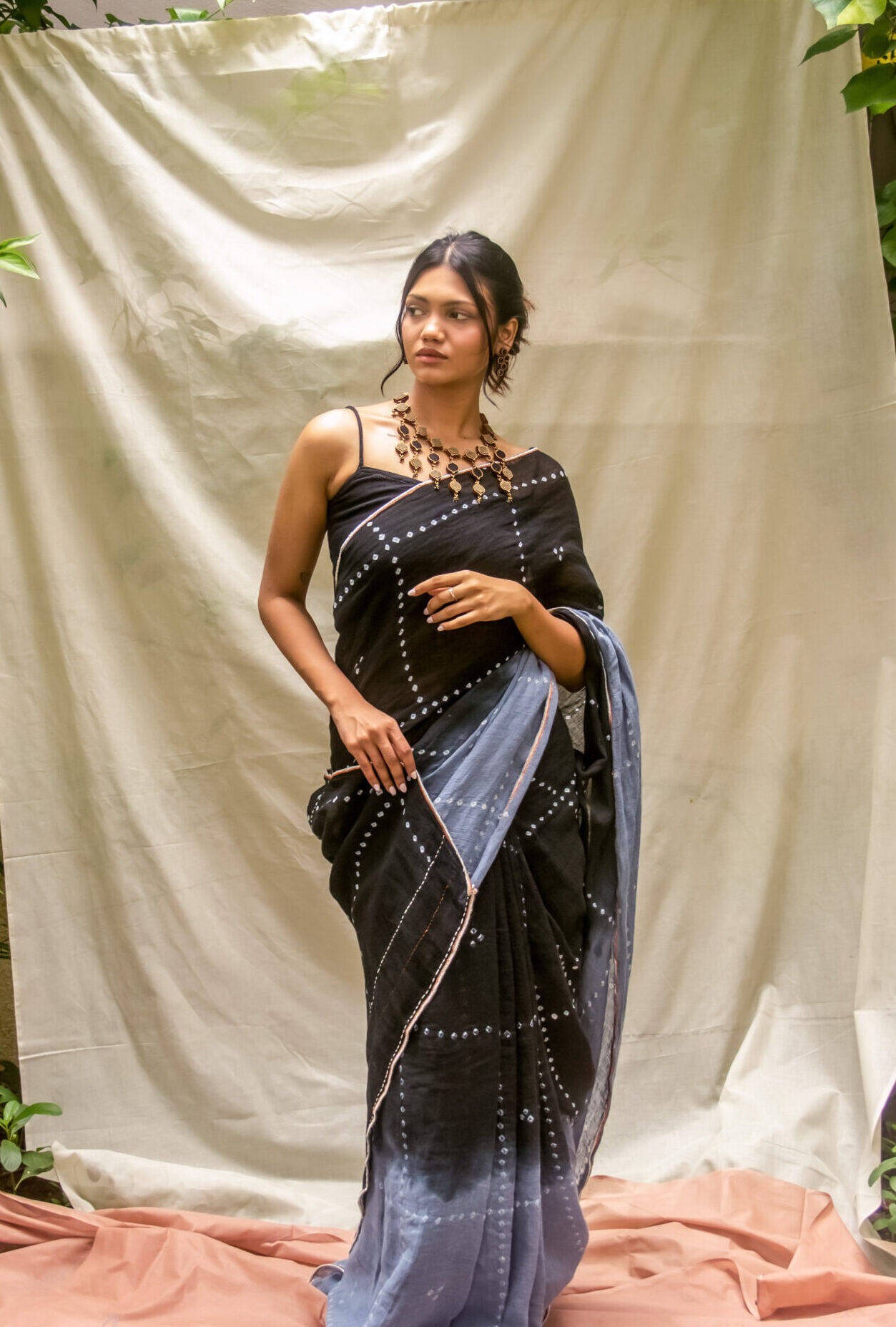 Shadow Dance Bandhej Linen Saree